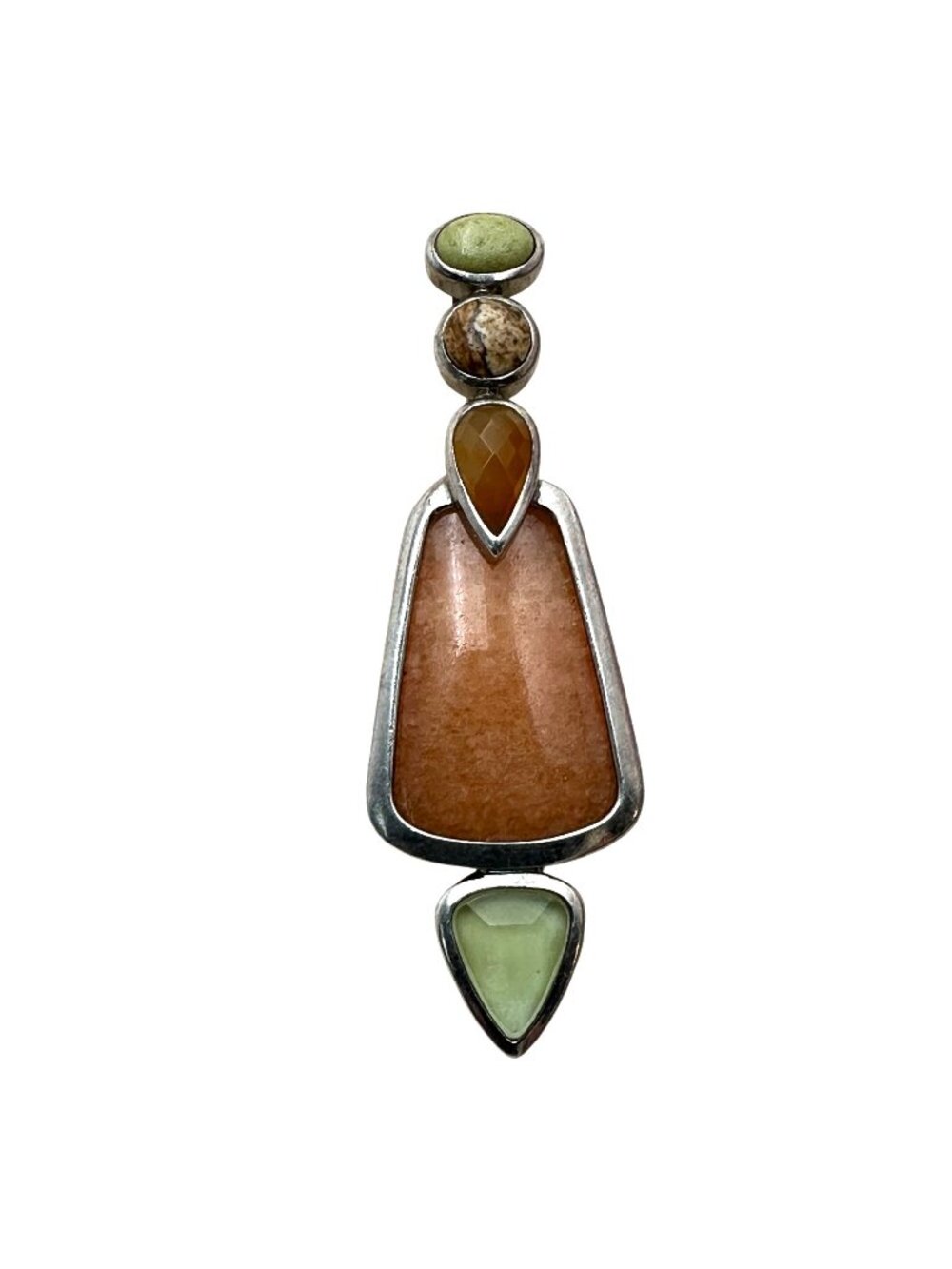 Whitney Kelley Multi Gemstone Sterling Silver Pendant 2.5 Inch